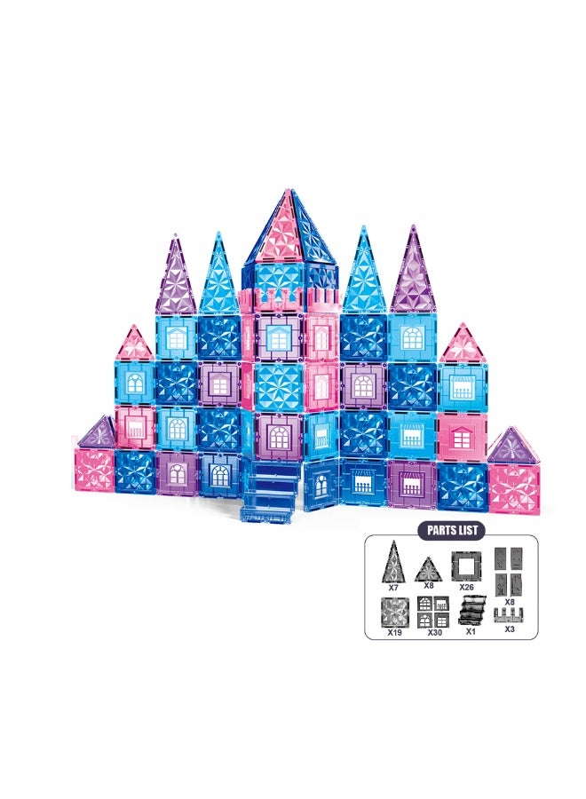 Magni Mates Magnetic Building Tiles Set 102 Pieces 7.5cm Size – DIY Construction Blocks with Castle Style Designs, Window Tiles and Colorful Shapes for Creative STEM Learning Play - Image 5